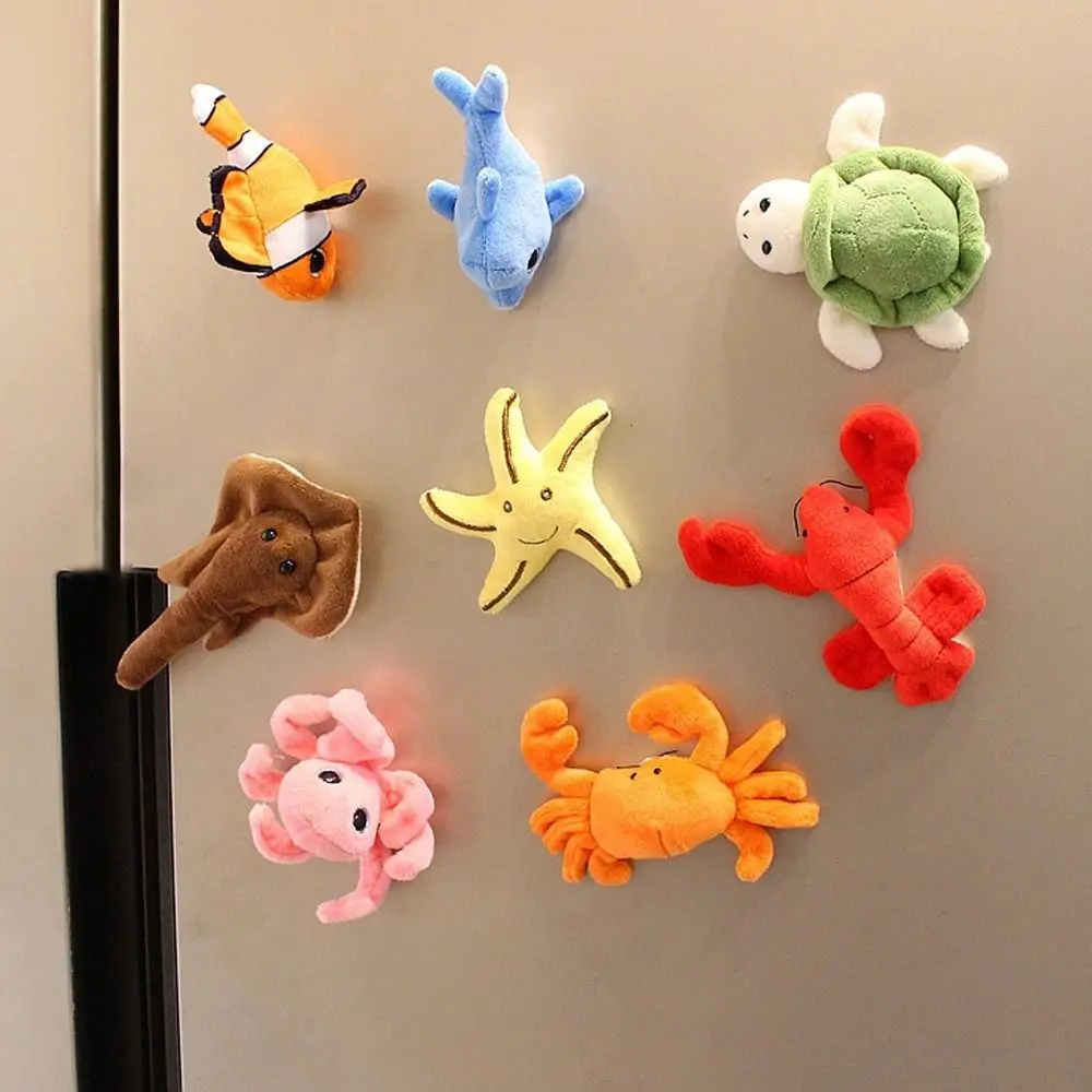 1 PC Cartoon Cute Soft Plush Octopus Crab Fridge Strong Magnet Refrigerator Sticker Home Decor Souvenir Kitchen Accessories