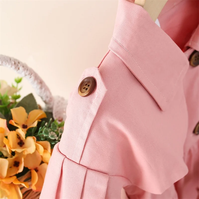 England Style Windbreaker Jacket Girls Girdle The Waist Trench Coats Girl Spring Autumn Overcoat Children's Casual Clothing 0-4Y