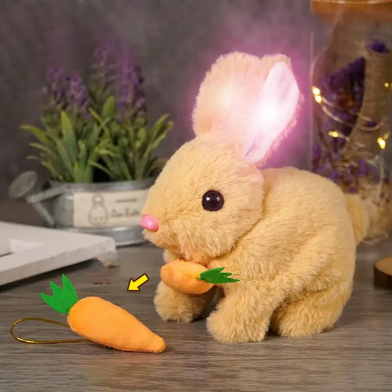 Electronic Rabbit Toy Simulated Bunny Doll Interactive Plush Figures Hopping Robotic Animal Jumping toys birthday gifts for Kids