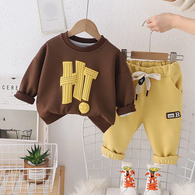 

Baby Clothing Sets Spring Girls Boys Long Sleeve Sport Outfits Kids Letter Print T-shirt Pants 2Pcs Infant Costume Suits 1-5Y