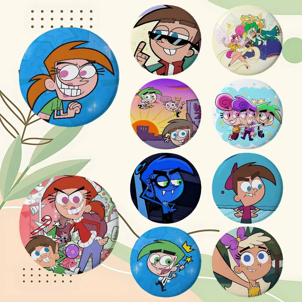 Broches de Anime The F-Fairly O-OddParents, Elegantes Pines Decorativos, Exquisitos Broches Redondos, Accesorios para Bolsos, Joyería, Regalos