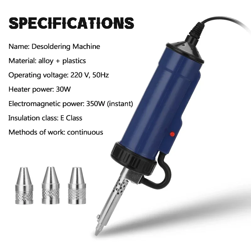 Desoldering Machine BBT-680 Automatic Portable Electric Solder Tin Sucker Vacuum Soldering Remove Pump with 3 Suction Nozzle