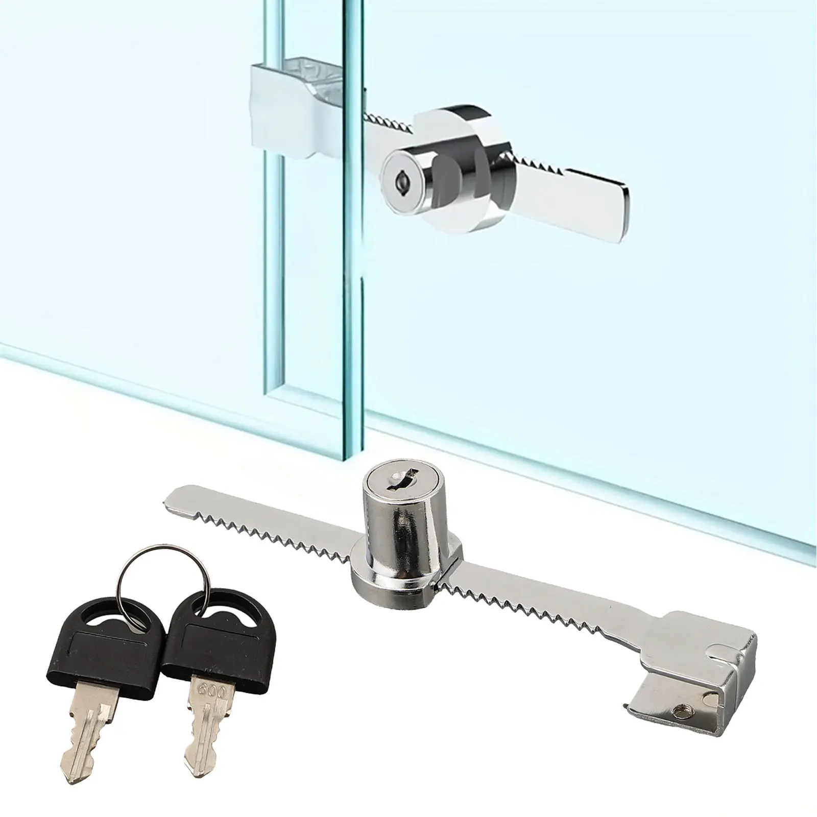 Color Silver Zinc Alloy Glass Lock Glass Cabinet Lock Zinc Alloy Material Comfortable Grip For Sliding Glass Doors