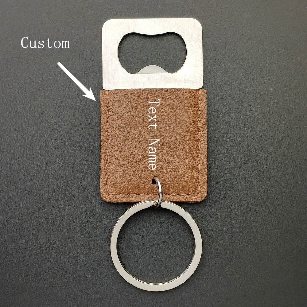 

New Stainless Steel Bottle Opener Keyring Beer Cocktail Bottle Opener Red Wine Tool Creative PU Leather Keychain Creative Gift