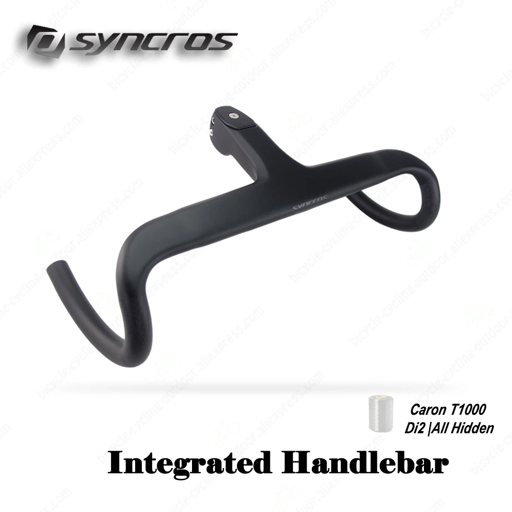 Syncros Road Bike Integrated Handlebar Cable Di2 Full Carbon Bicycle Handlebar Clamp Diameter 28.6MM  With Spacers Cycling Parts