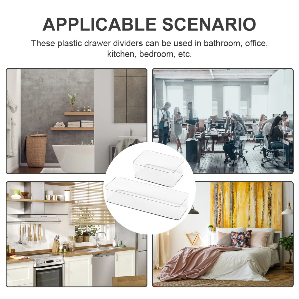 

2Pcs Storage Box Premium PP Material Multi-Function Drawer Organizer for Kitchen Bathroom Bedroom Home Accessory Convenient