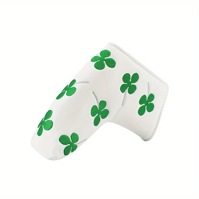 Good Luck Four Leaf Clover Golf Putter Cover For Mallet Blade Club, Waterproof Golf Head Cover Protector