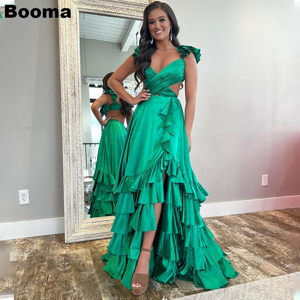 

Booma A-Line Prom Dresses Sleeveless Ruffles Tiered Stain Formal Occastion Gowns Celebrate Party Dresses for Women Evening Dress