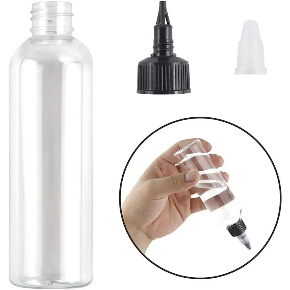 100 Stück 30/50/60ml durchsichtige Quetschflaschen mit Drehverschluss, leere kleine runde nachfüllbare Plastikflaschen für Öl und Flüssigkeiten – Detail 2