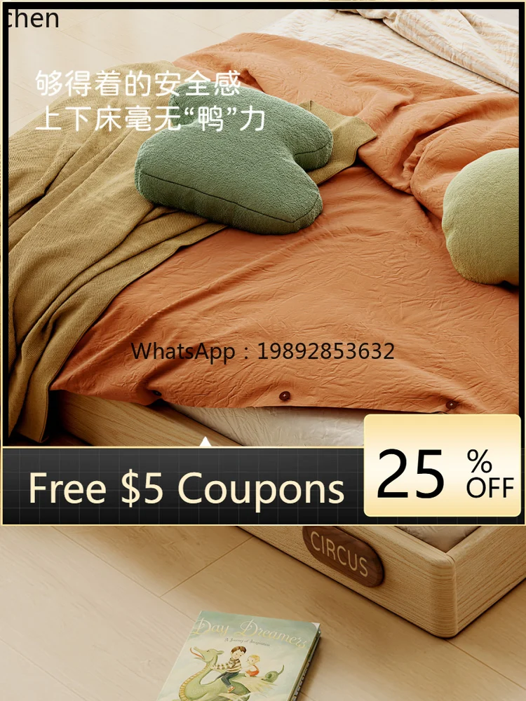 Q1 solid wood bedroom with guardrail tatami