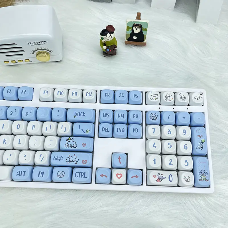 Kawaii sanriou cinnamoroll 130 keycap conjunto moa altura criatividade personalizada resistência ao desgaste material pbt anime periféricos presente