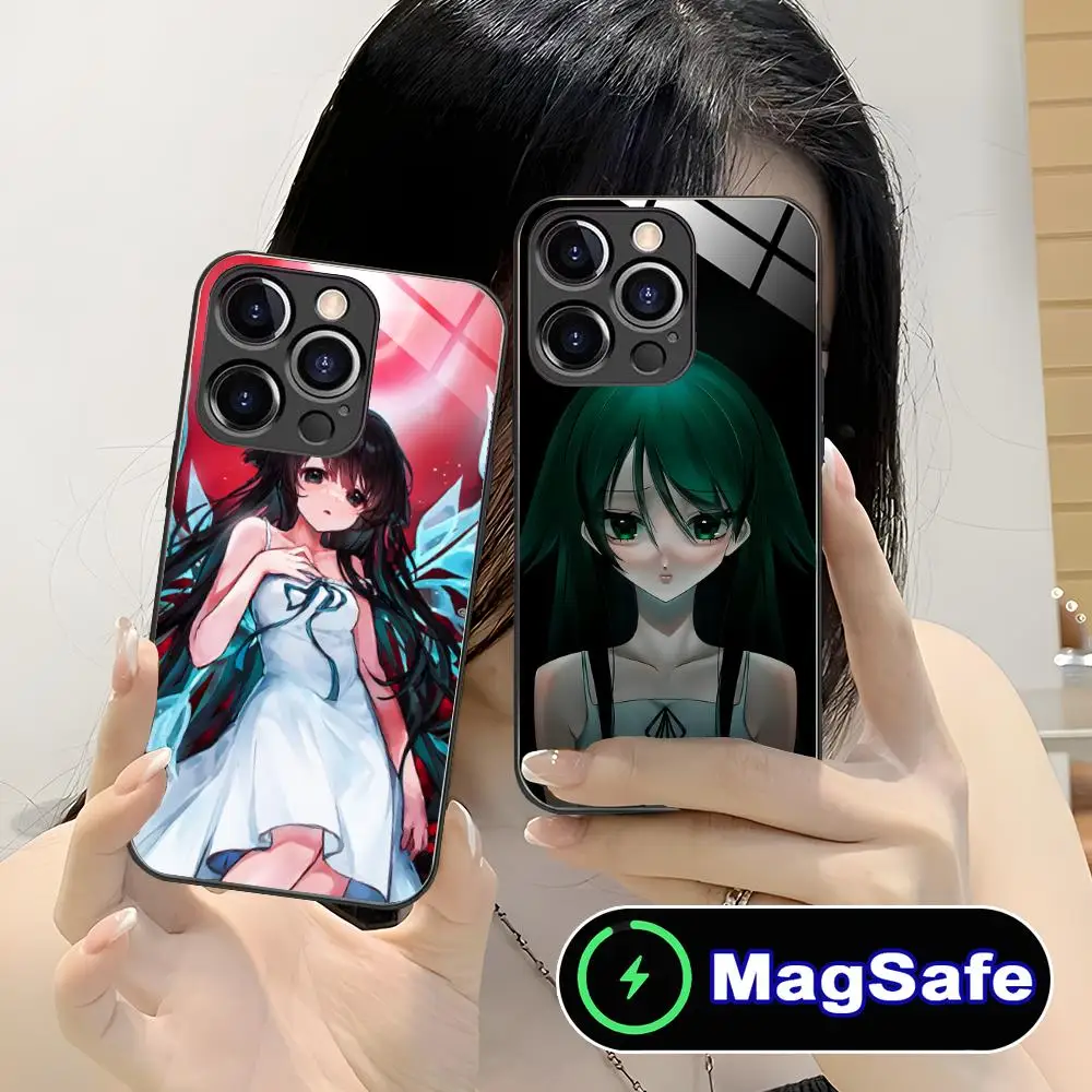 Saya no Uta حافظة هاتف محمول لهاتف آيفون 17 16 15 14 13 12 11 Pro Max Plus Mini MagSafe غطاء زجاجي ملون للهواتف المحمولة جميلة
