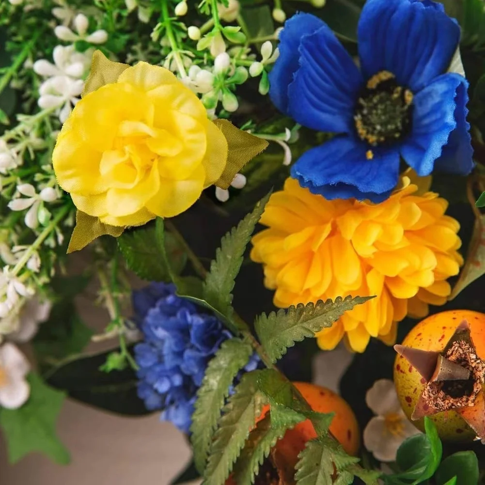 Floral Garland Spring Wreath For Spring Season Vibrant Blooms Greenery Accent Weather Resistant Silk Flower Construction