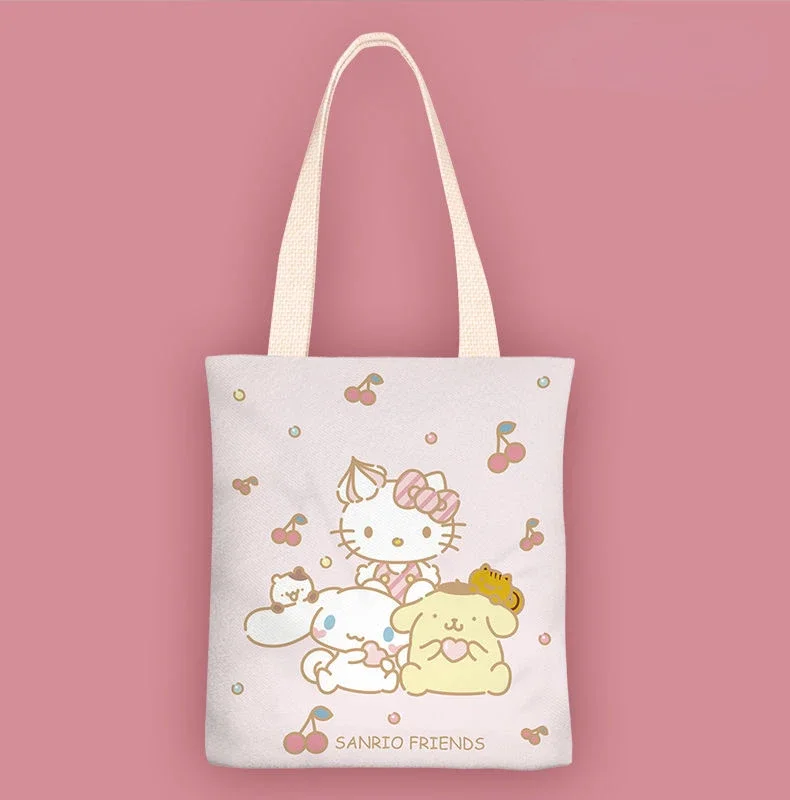 Sanrio Kawaii Anime Cartoon Series Bolsa de Lona, Pequena, Fresca, Uma Variedade de Populares, Presentes Estudantis, Simples, Classe