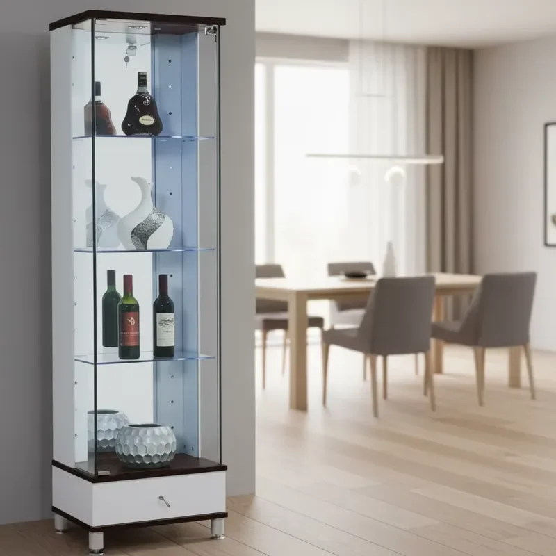 Modern Wooden Bar Cabinet Large Capacity Eco Friendly Beverage Storage Unit for Living Room Home Furniture