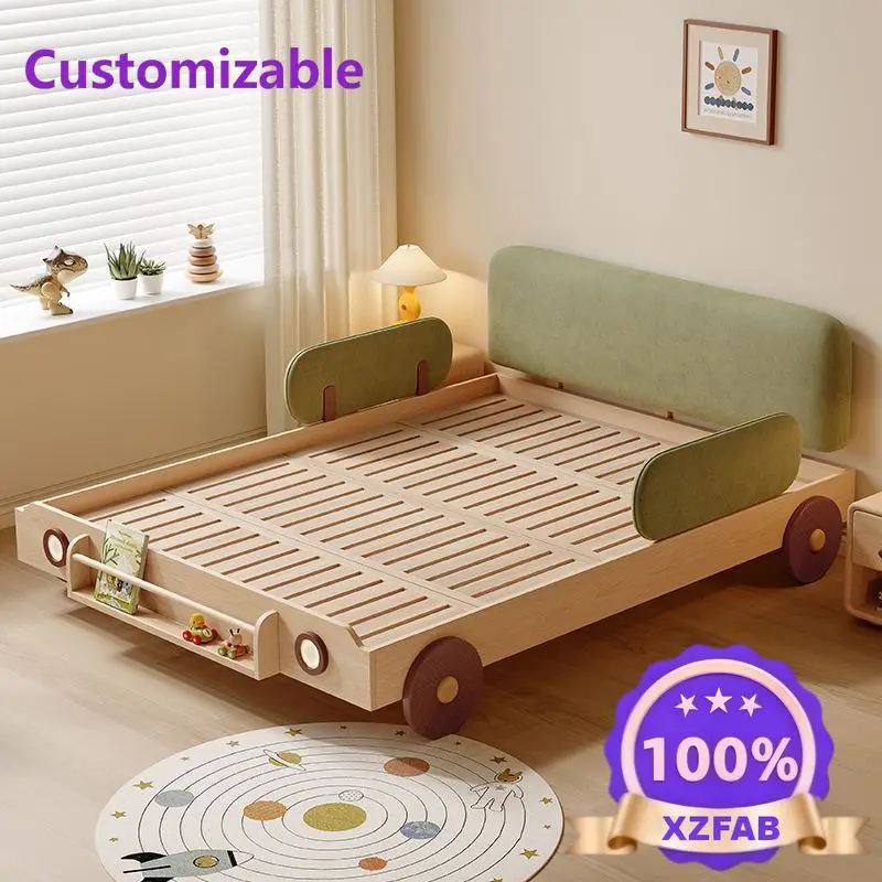 Factory Direct 2026 Children's bed Car solid wood bed Children's fun modeling Small apartment children's room Boys and boys bed