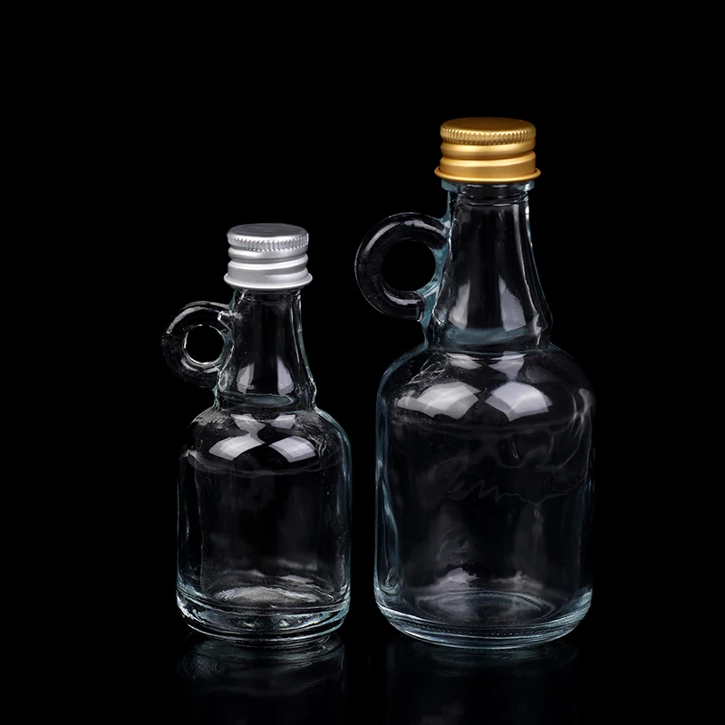 50/100ML Empty Transparent Glass Whiskey Bottle With Gold Silver Aluminum Caps Mini Alcohol Container Liquor Glass Bottle