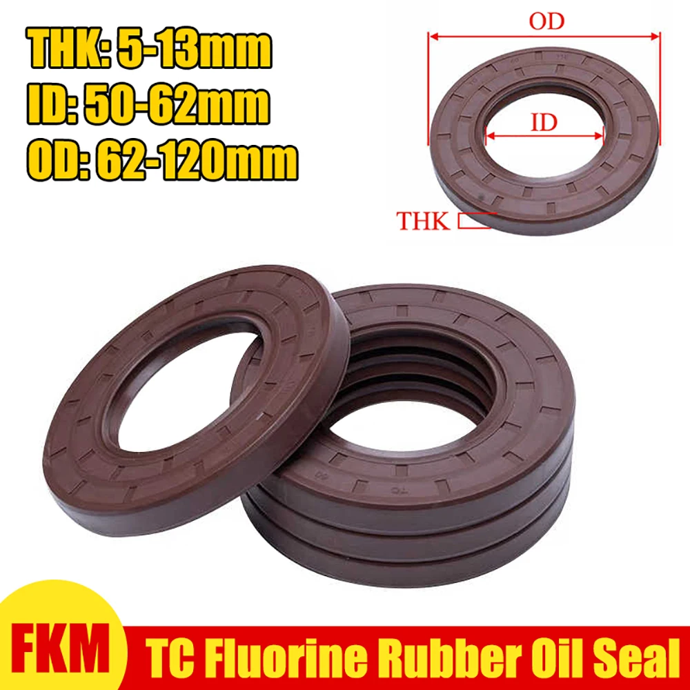 1Pc ID 50/52/53/55/56/58/60/62mm FKM Framework Oil Seal OD 62-120mm Fluorine Rubber Hydraulic Cylinder Oil Seal Thickness 5-13mm