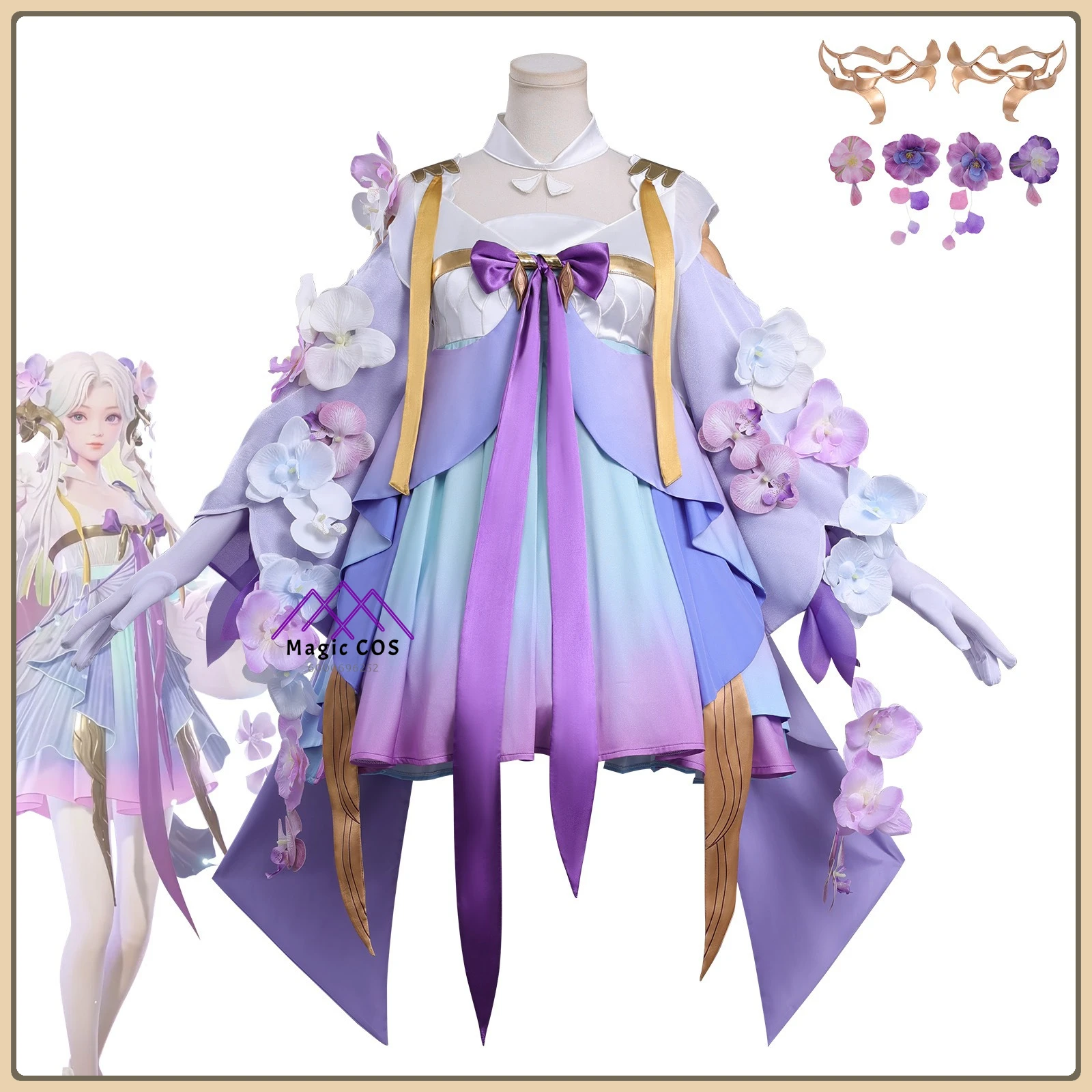 

Honor of Kings Duolia Role Playing Costume (Female) "Phantom Pearl Mermaid" Dress + Gradient Wig High Quality Cosplay Outfit