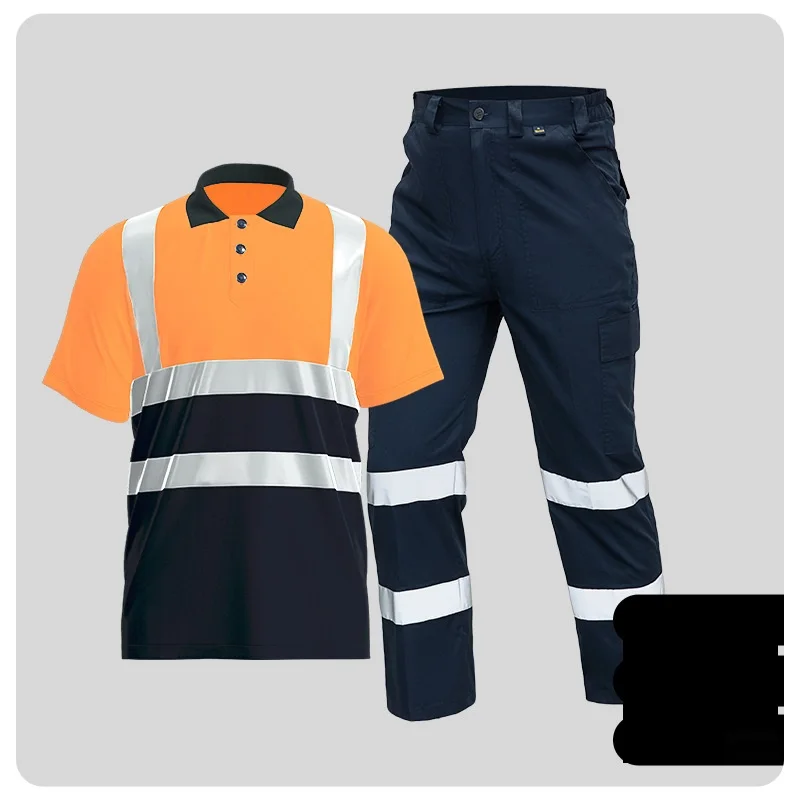High Visibility Reflective Safety Shirt pants Quick Dry Long Sleeve Workwear Outdoor Construction Protective Work Clothes Hi Vis