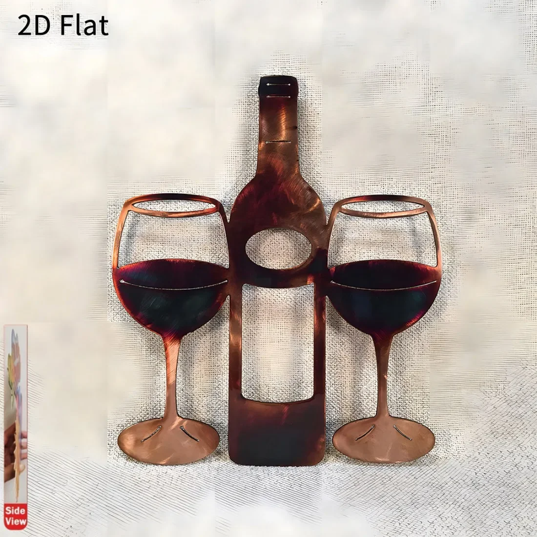 CIFBUY 1pc 2D Flat Wine Bottle Goblet Metal Wall Sign, Rustic Vintage Bar Art, Wine Lover Decor Waterproof Rustproof for Kitchen