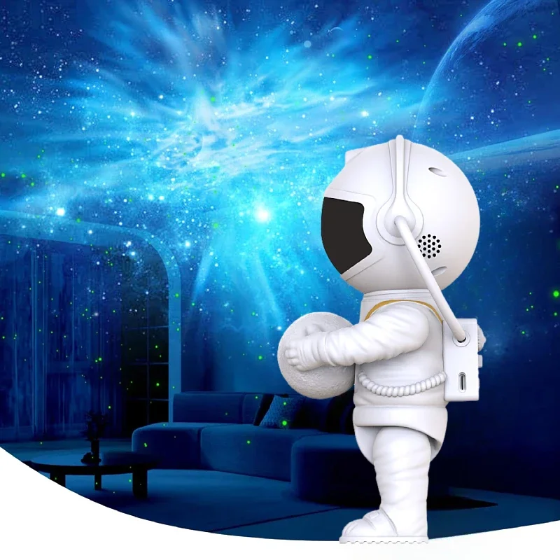 2025 New Starry Sky Cloud Hugging Moon Astronaut Projector Lamp - Night Light with Sitting & Standing Astronaut Designs