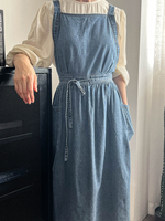 1pc Premium Denim Apron - Heavy-Duty Cotton Canvas, Stain-Resistant, Adjustable Bib Waist - Perfect for Kitchen Cooking, Baking,