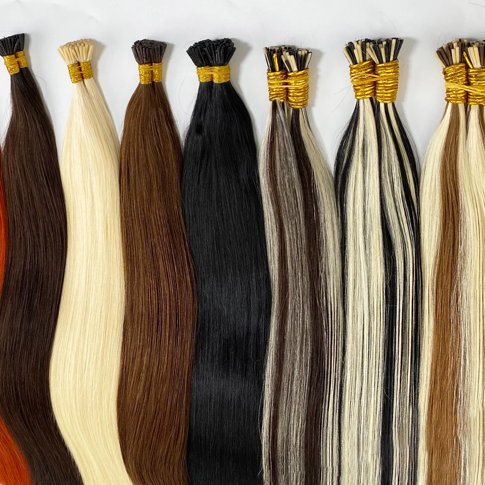 Extensiones de Cabello Humano Real con Cápsulas en I, Fusión Natural Vietnamita con Queratina, Mechas Rubias 5