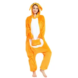 Kangaroo One Piece Animal Cosplay Costume Onesies Pajamas Jumpsuit Hoodies Adults Cosplay Costumes for Halloween and Carnival