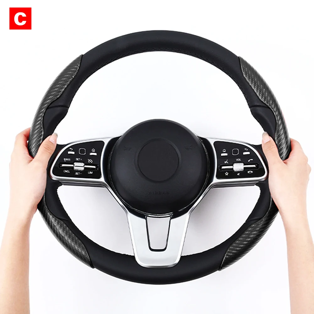 3pcs Car Steering Wheel Cover Auto Carbon Fiber 15inch Anti Slip Steering Covers For Mazda 2 3 6 Cx5 Cx 7 Cx9 Cx30 Bk Bl 6 Gh Gg