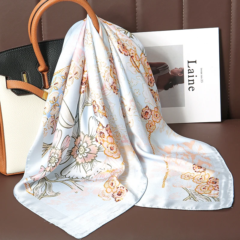 Luxury Hijab Hair Bands 2023 Square Silk Scarf for Women Neckerchief Female Satin Shawl Ribbon Headband Fashion Wraps Bandana