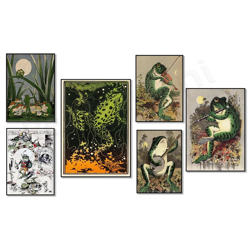 

Vintage Dancing Frog Poster, Japanese Frog Print, Frog Wall Art, Cute Art Print, Frog Decor, Antique Frog, Vintage Frog Art