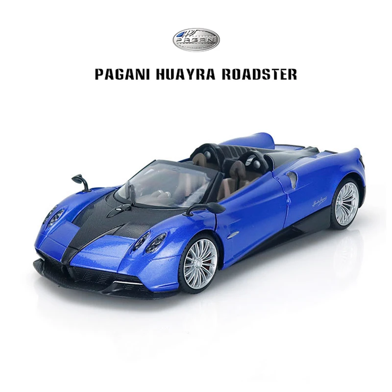 

1:24 Pagani Huayra Roadster синяя модель спортивного автомобиля из сплава, литые искусственные модели, коллекционная детская игрушка, подарок