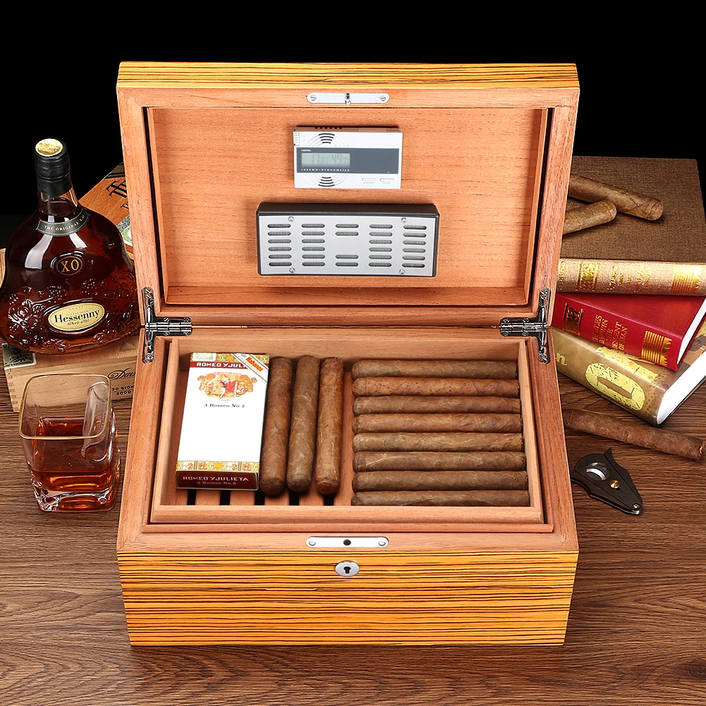 

Galiner Cedar Wood Humidor Cigar Box with Electronic Hygrometer Humidifier Device Large Capacity Home Storage Cigar Humidor Box