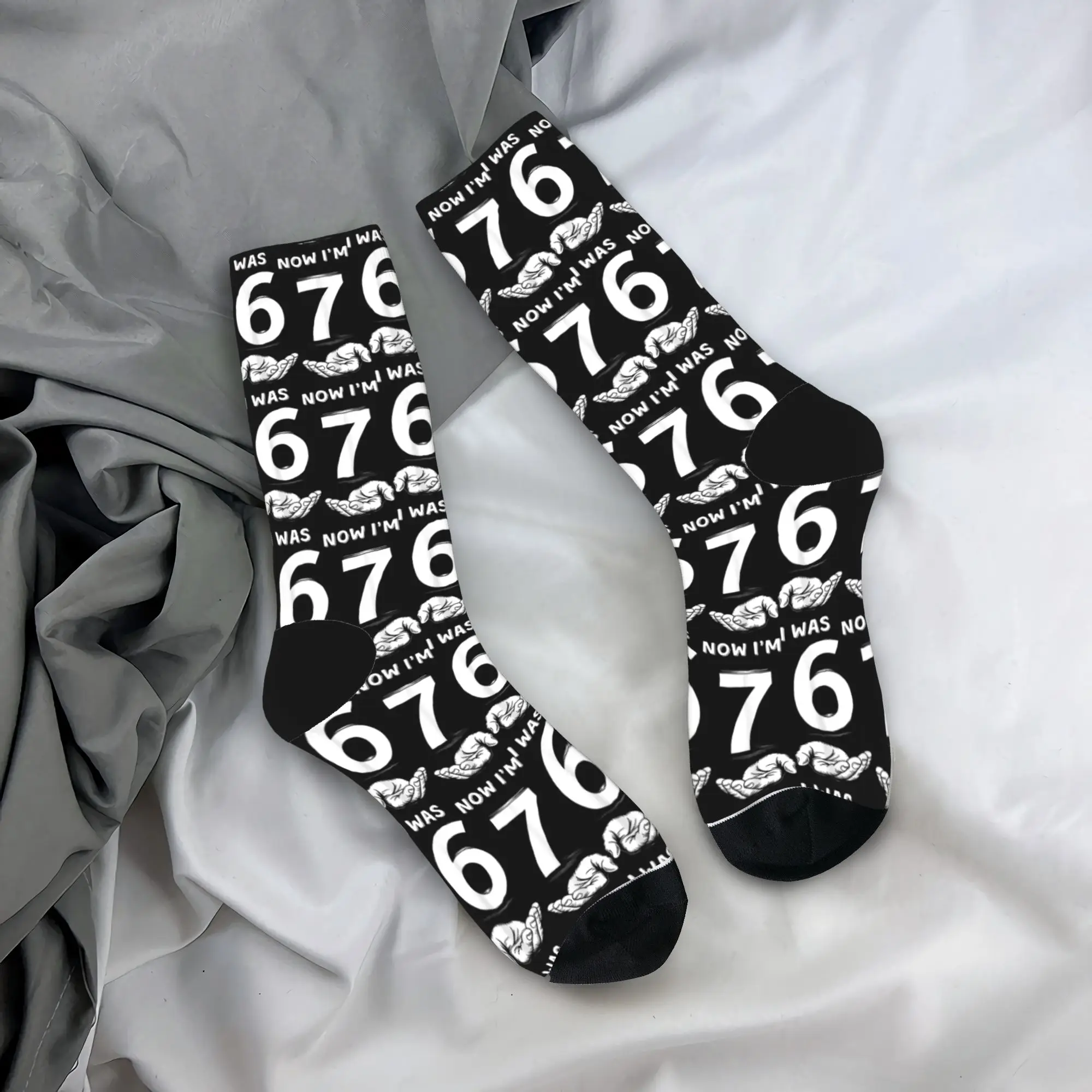 

Six Seven Meme 7 Year Old Birthday was 6 Now I'm 7 Socks Casual Stockings Couple Soft Cycling Socks Winter Design Anti Socks