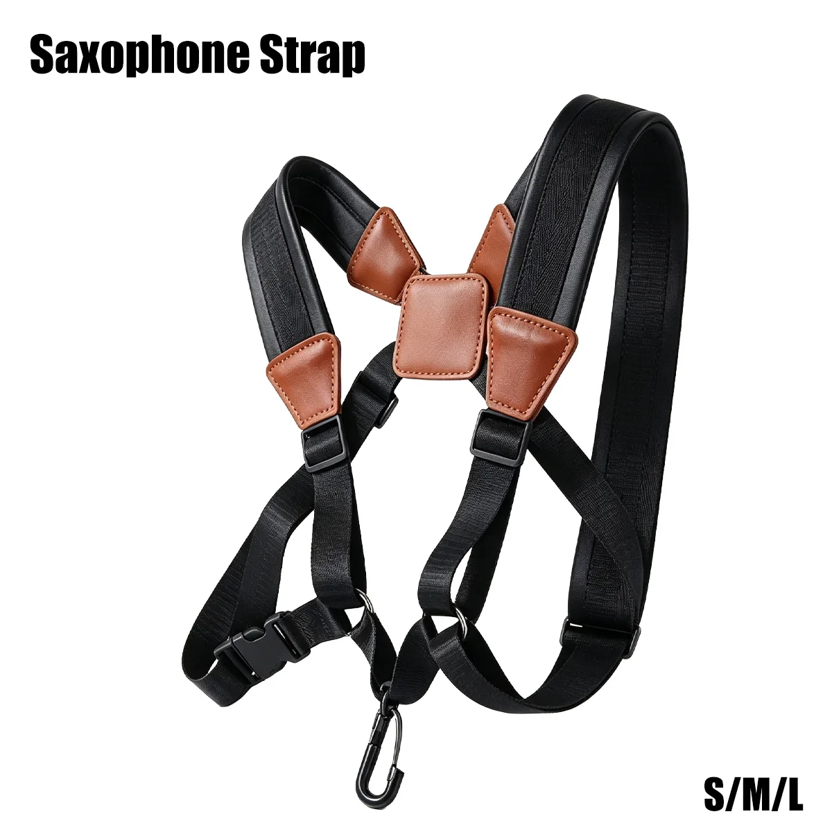 Miwayer Universal Double Leather Saxophone Shoulder Strap Adjustable Sling for Alto Tenor Soprano Sax for Adults And Kids