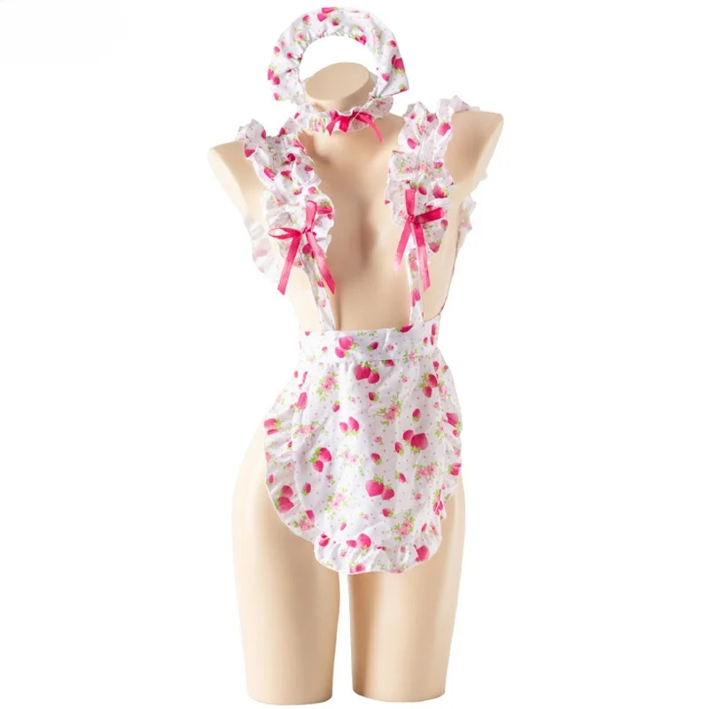 XXOO японское аниме девушка клубничный фартук униформа горничной наряды косплей костюм