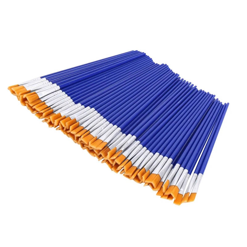 

HOT-400 Pcs Flat Paint Brushes,Small Brush Bulk For Detail Painting,Nylon Hair Brushes