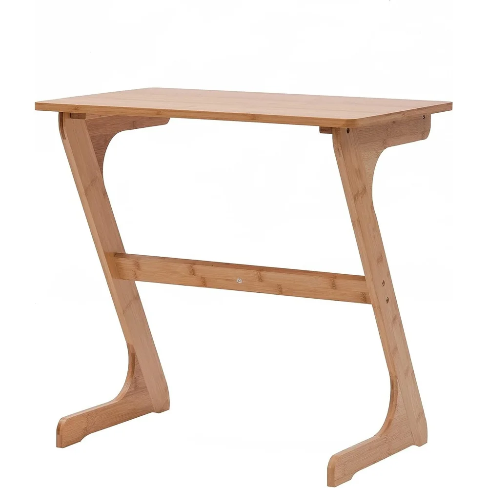 Multi-Functional Bamboo Laptop Table Bedside Side Table TV Tray Z-Frame Design Durable Snack Desk Home Use