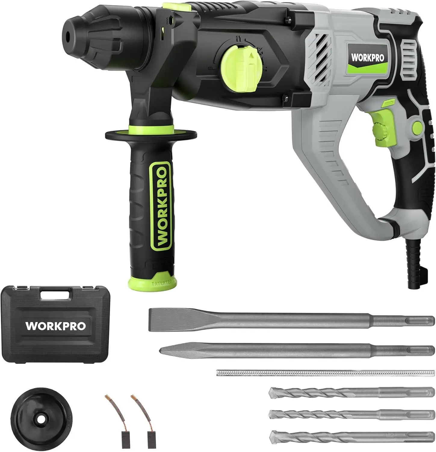 

1-1/4 Inch SDS-Plus Rotary Hammer Drill, 7.5AMP Lightweight Corded for Concrete Demolition with Bits