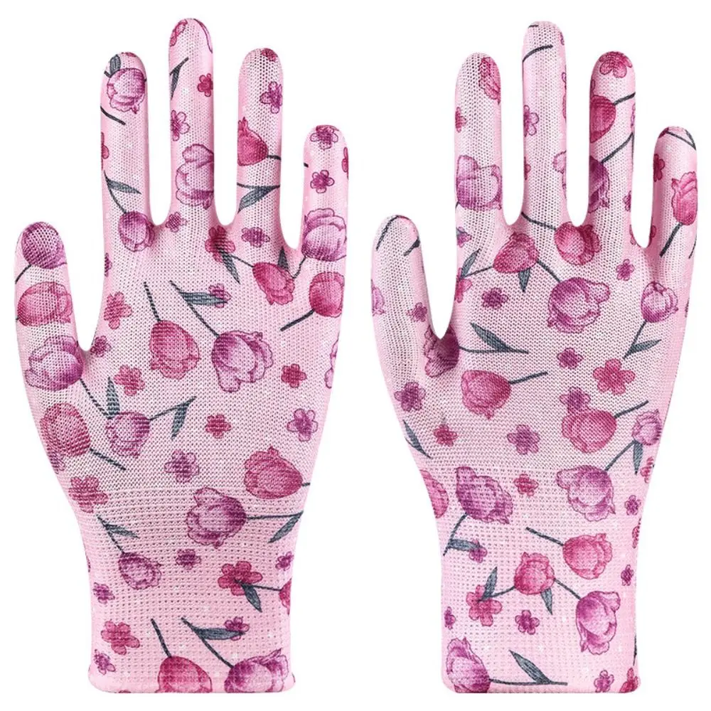 1Pair Thin Planting Labor Gloves Labor Protection Nylon Gardening Gloves Anti-Fouling Non-slip Women Work Gloves Workplace