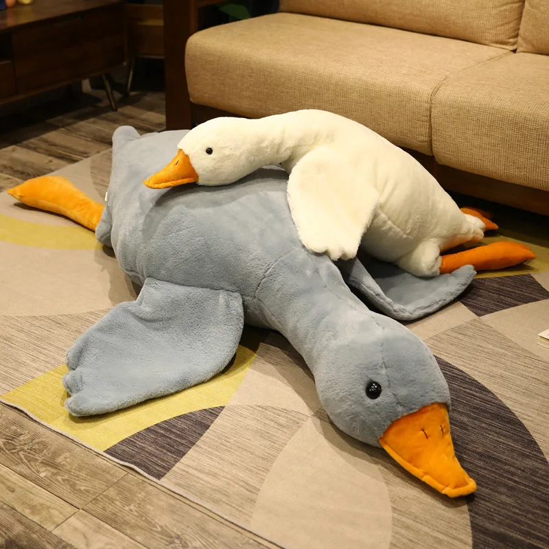 Appease Plush Long Pillow Toy Simulation Big Wings Duck Soft Stuffed Giant Bird Cuddly Wild Goose Doll for Kids Birthday Gift