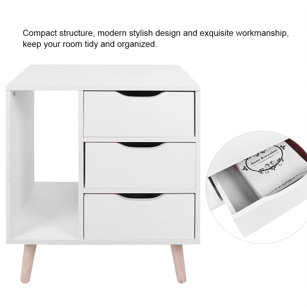 Mesita de noche de pie para dormitorio, mesita de noche con cajones, organizador de almacenamiento de pies, mesa de noche