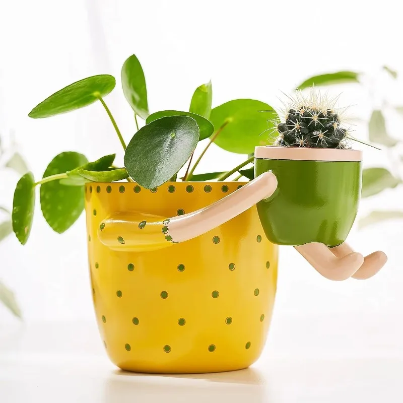 

Cute Indoor Pot Juicy - Mom Hugs Baby Double Pot Decorative Cactus Pot with Drainage