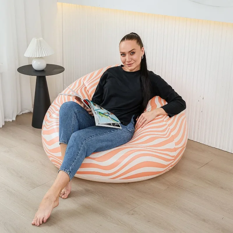 Lazy Chair New Inflatable Striped Spherical Sofa Office Lunch Break Bed Indoor Recliner