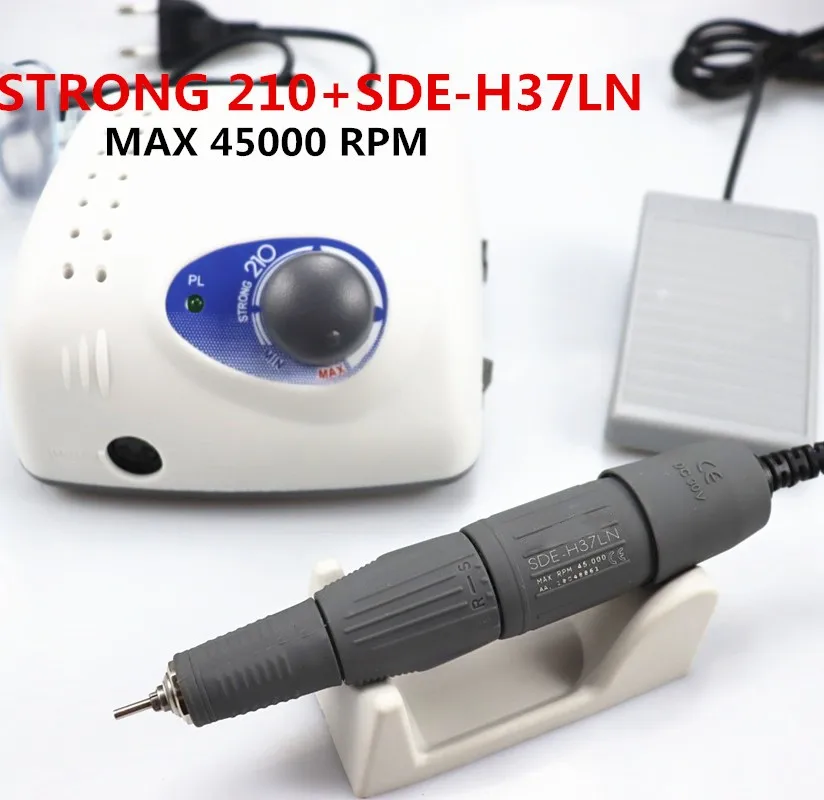 45K New Arrival Strong 210 H37LN PART 65W 45000 RPM Nail Drill Manicure Pedicure Electric File Bits Kit