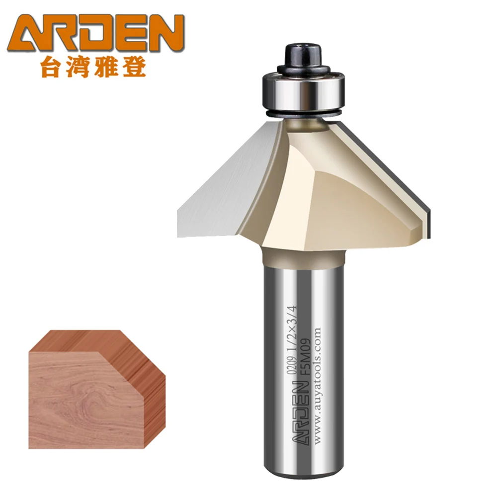 ARDEN 45 Degree Chamfer Router Bit Carbide Chamfering Milling Cutter 45° Woodworking Bevel Trimming Cutter  for Wood MDF Plywood