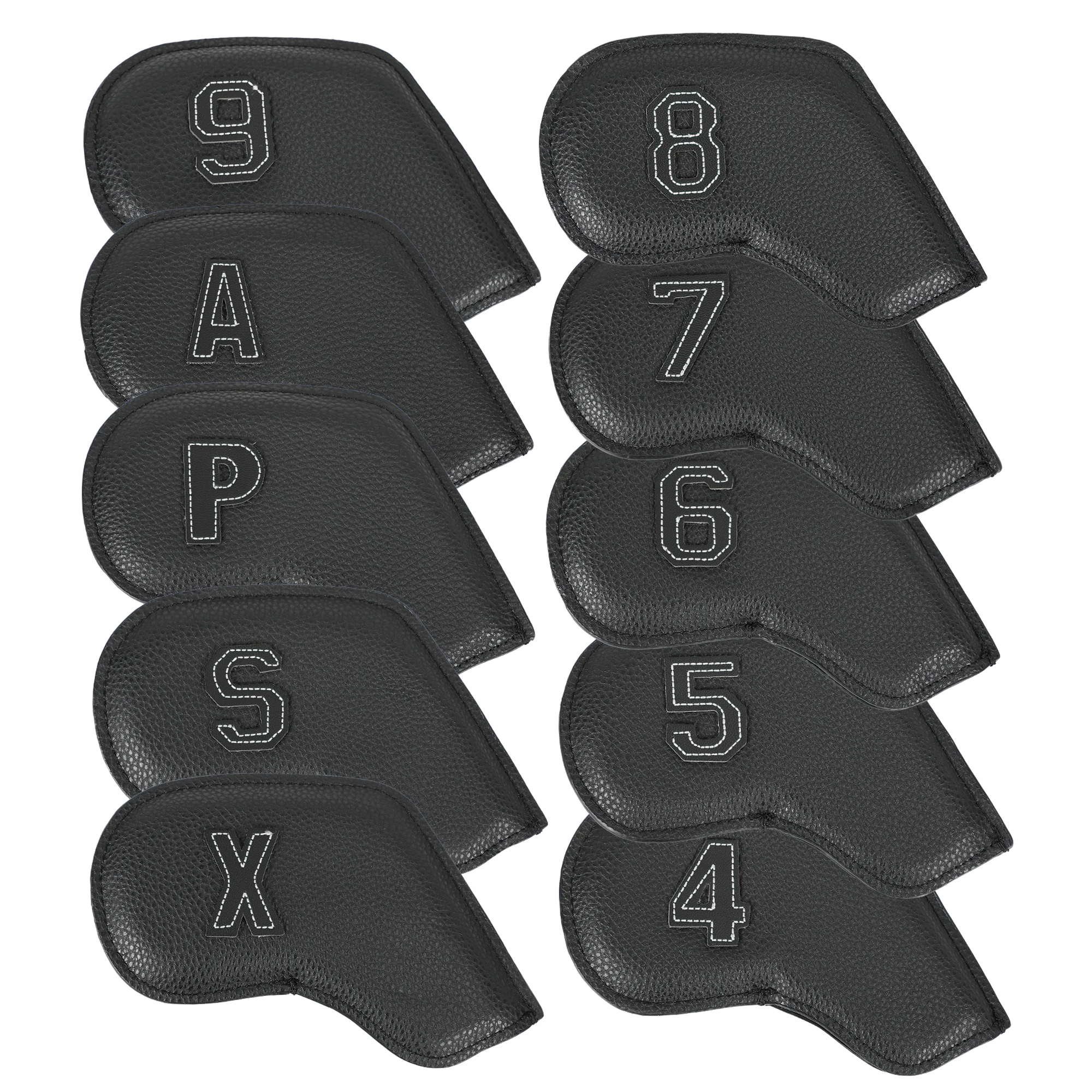 10Pcs Golf Iron Head Covers Set, Synthetic Leather Club Headcovers with Number Tags, 2 Colors for Golf Irons Protection