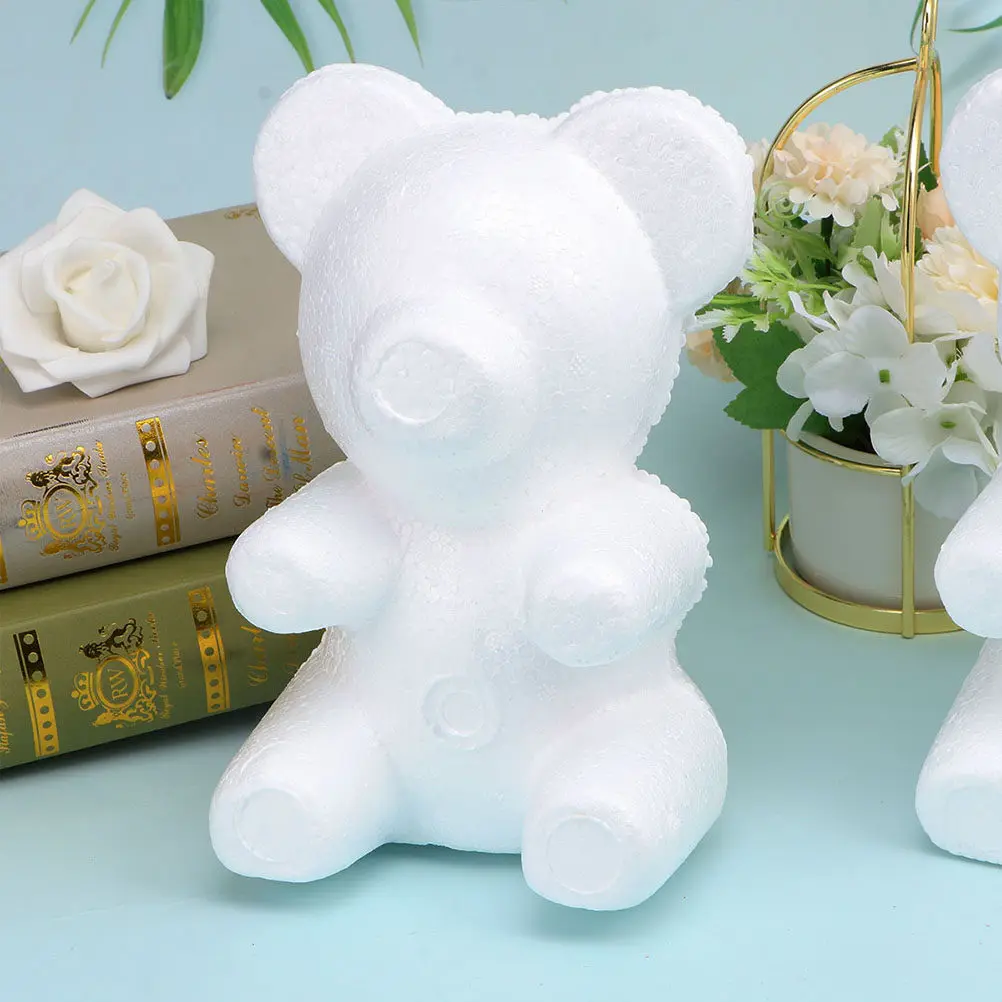 3Pcs Bear Shape Foam Craft Balls White DIY Painting Embryo Modelling for Desktop Decor Kids Art Projects Gift Bear Shape