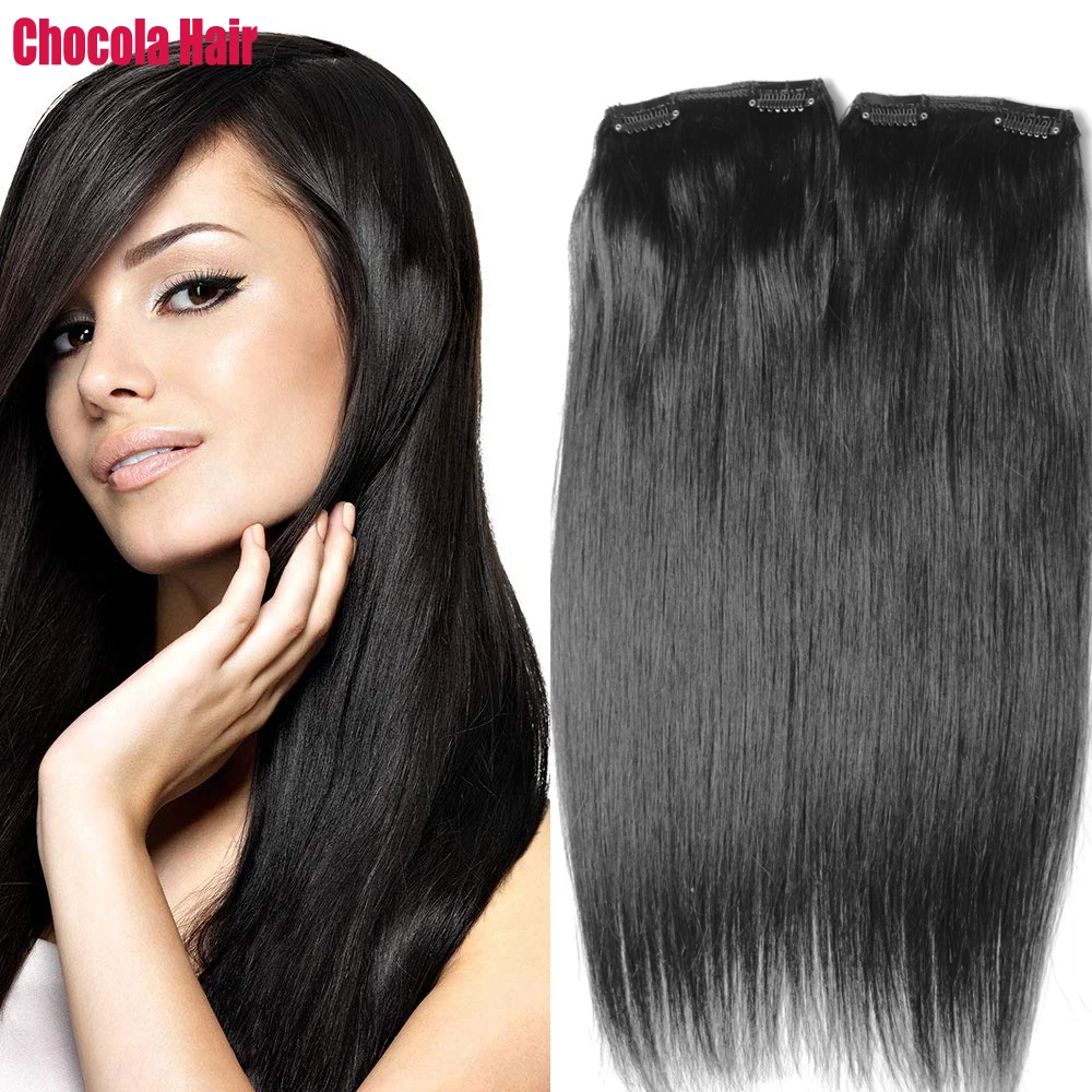 

Chocola 100% бразильская заколка Remy для наращивания человеческих волос 16 "-24" 2 шт. в комплекте 60 г 70 г 2x10 см натуральные прямые